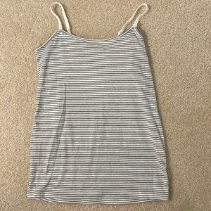 Nursing Cami, gray and white striped-Medium